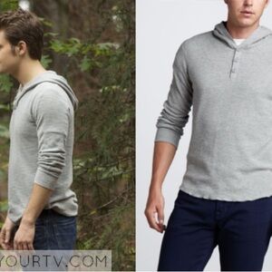 Vince Slub hooded Henley M Grey